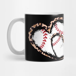 Twin hearts baseball, Couple heart, couple lovers, leopard Mug